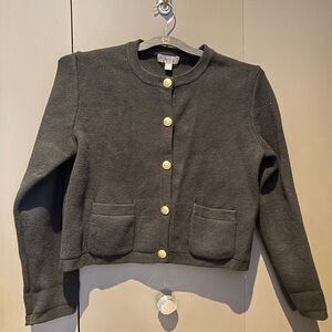 J. Crew lady jacket- style black cotton cardigan